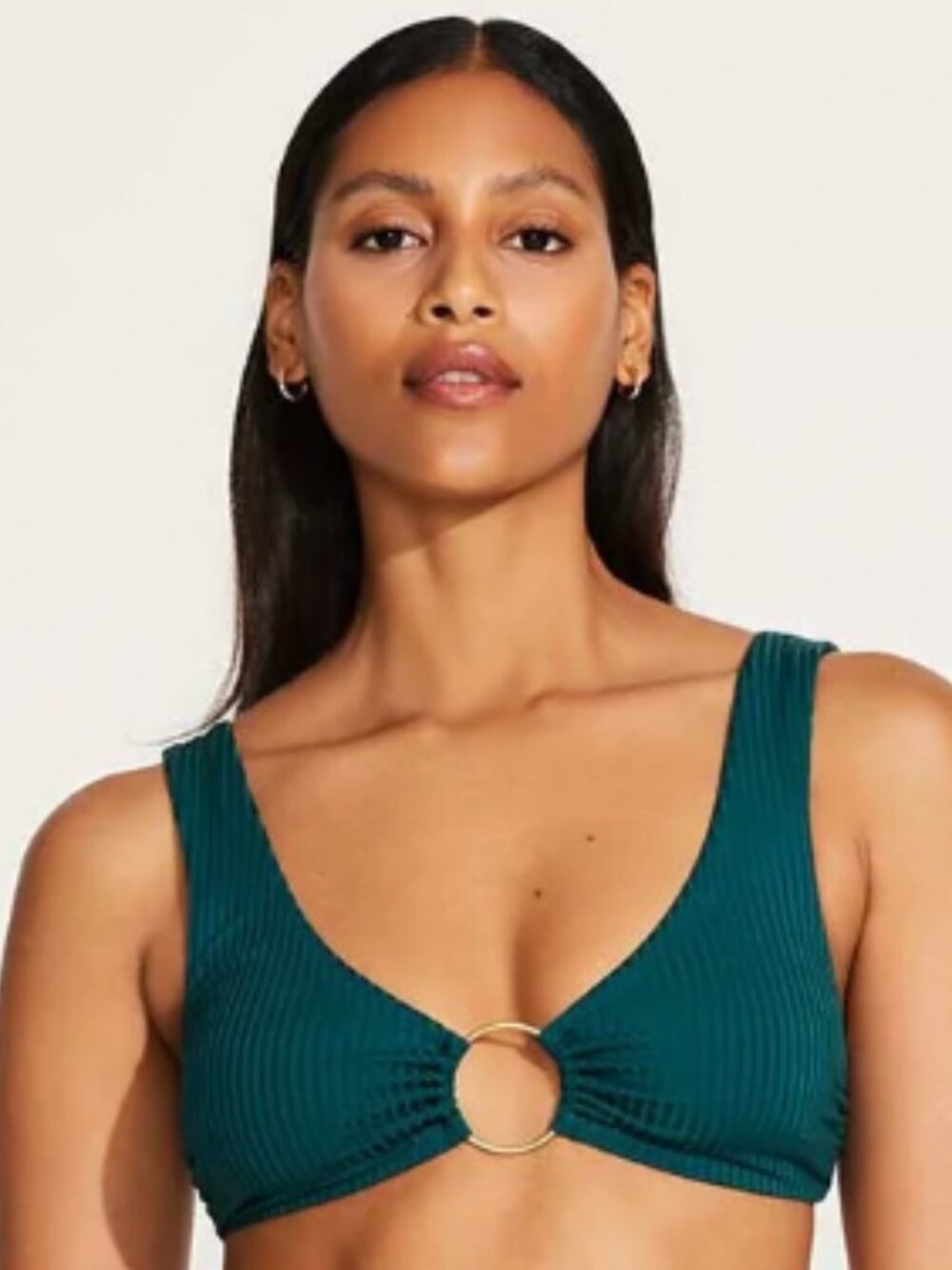 Vitamin A Swim Lolita Bikini Top Size XL Emerald EcoRib Gold Ring NWT